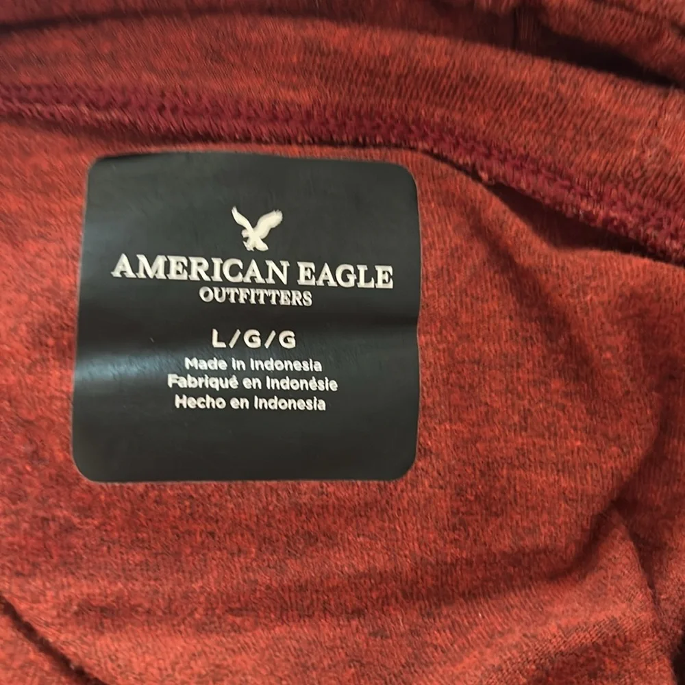 American Eagle Outfitters Men's Burgundy Hoodie - Picture 5 of 7